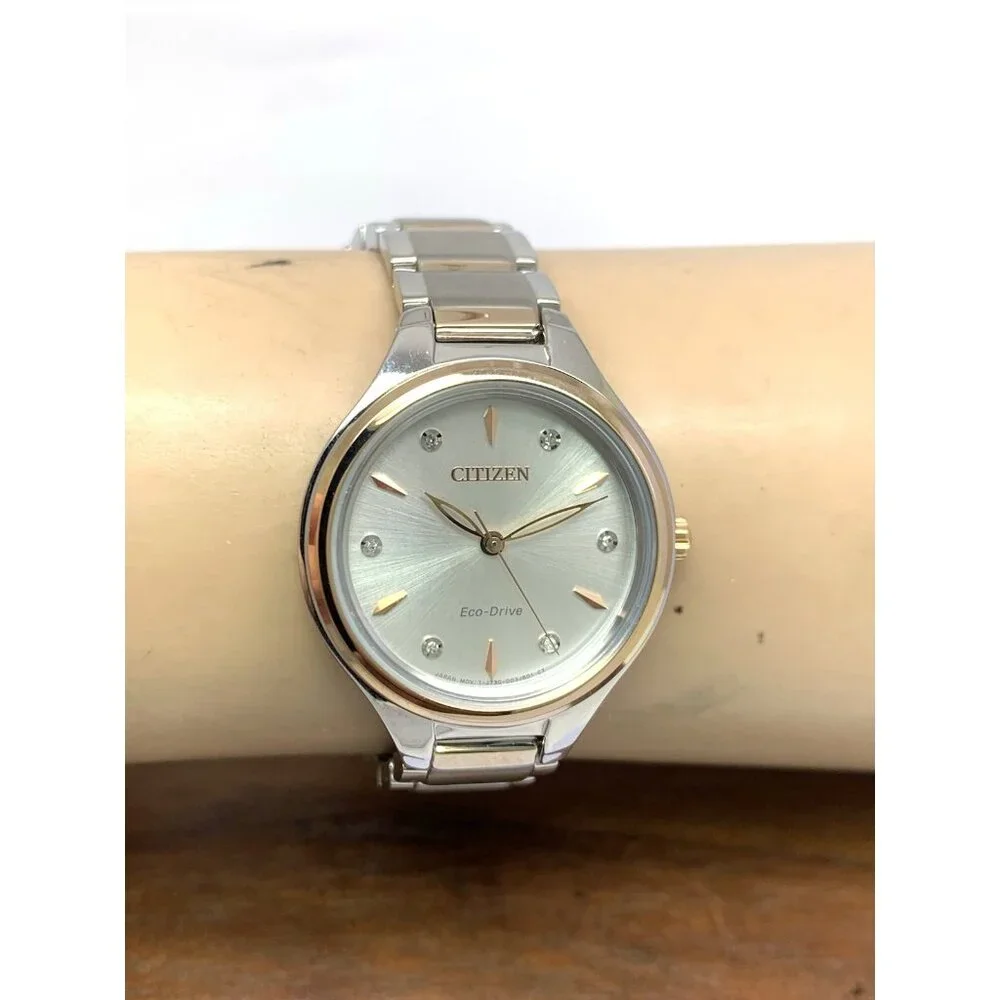 Citizen Women's Watch FE2106-54A Eco Drive Diamond Accent Dial Two Tone Steel